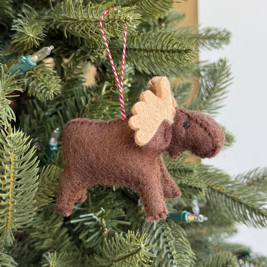 Moose Felt Wool Christmas Ornament