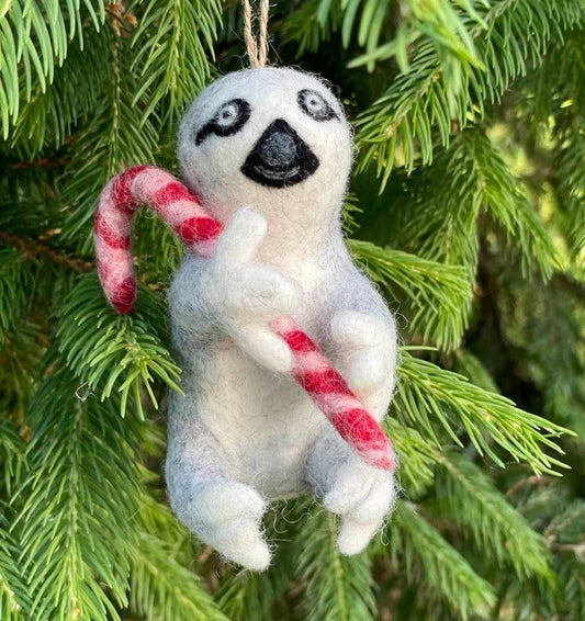 Sloth with Candy Cane