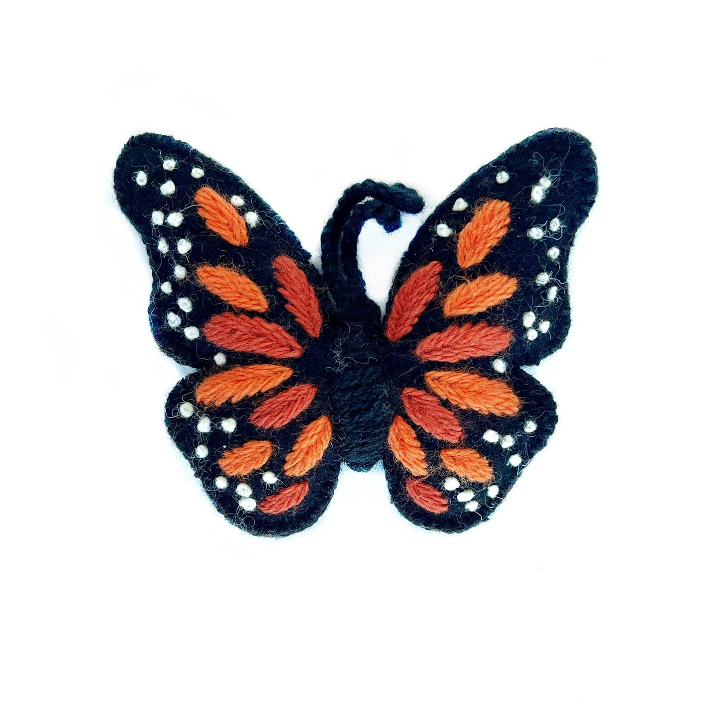 Monarch Butterfly Embroidered Wool Christmas Ornament