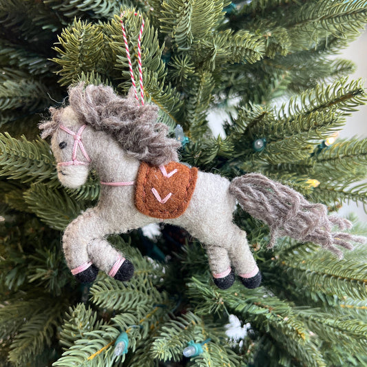 Prancing Pony Felt Wool Christmas Ornament