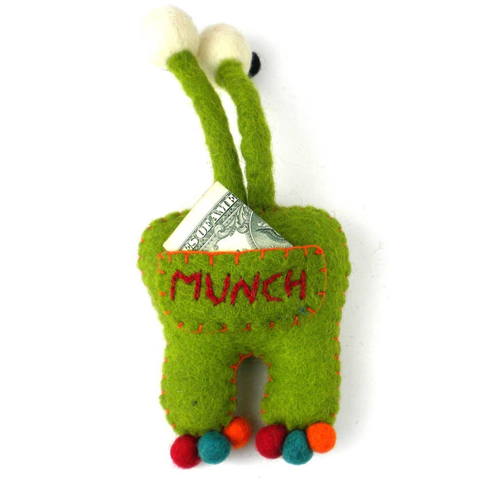 Green Monster Felt Tooth Fairy Pillow