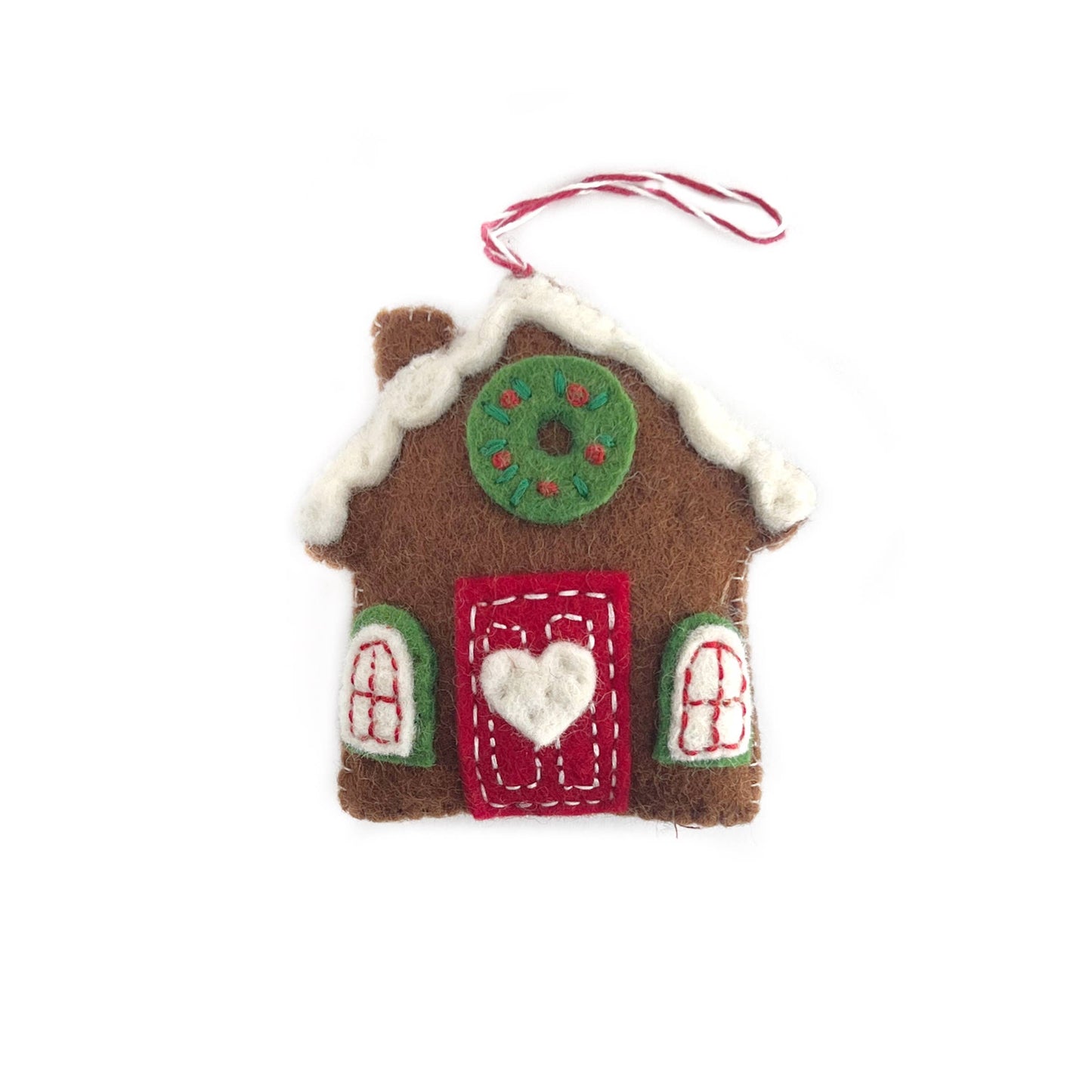 Gingerbread House, Brown, Felt Wool Christmas Ornament