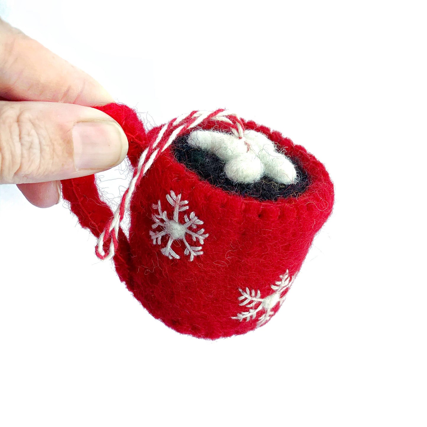 Hot Chocolate Felt Wool Christmas Ornament