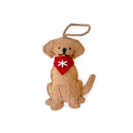 Dog with Bandana Embroidered Wool Ornament