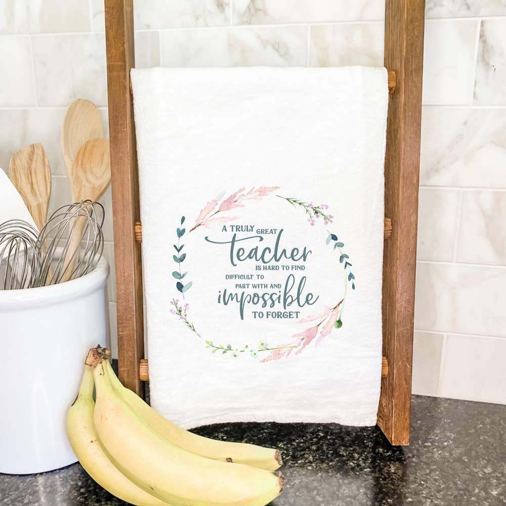 Teacher Wreath - Cotton Tea Towel